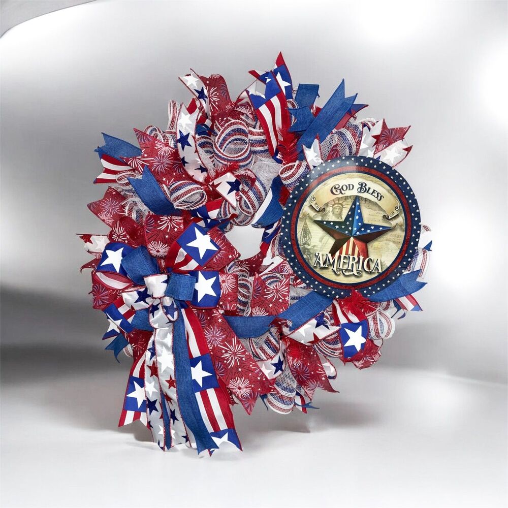 God Bless America Fourth July Wreath